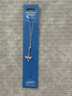 Crystal‎ Anklet with Pink dragonfly Swarovski elements Charm